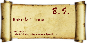 Bakró Ince névjegykártya